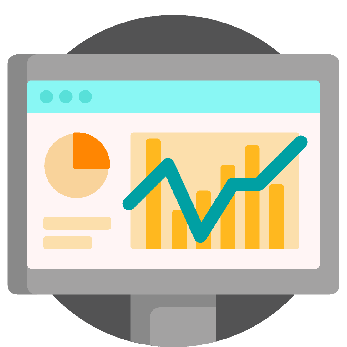 Computer screen with charts icon